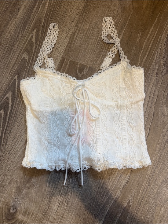 Edikted Tops - White Lace-Trim Cami Tank Top